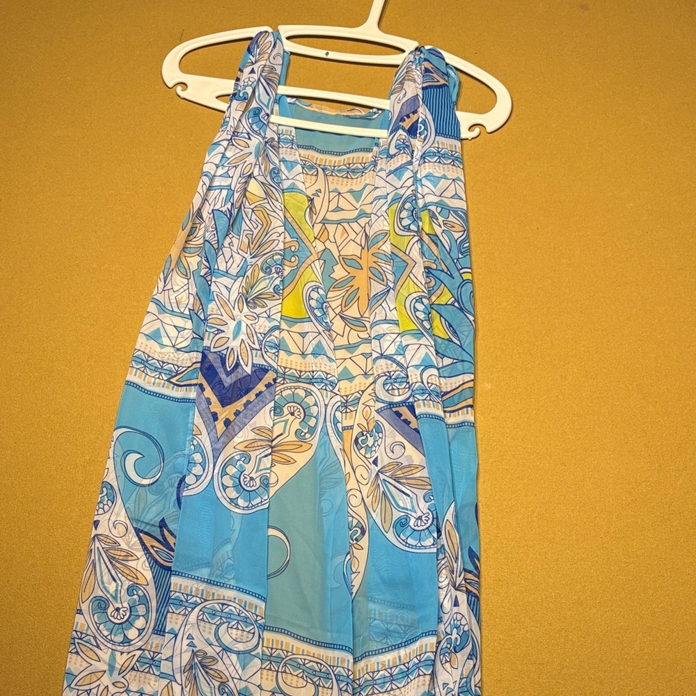 Colorful Paisley Print Sleeveless swim suit cover up